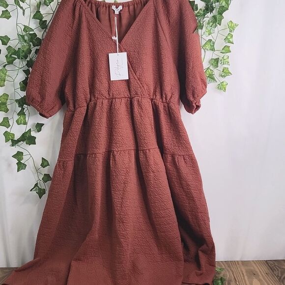 Polagram. Elegant Quilted Dress.. Gorgeous Rust Color. Size 2XL. NWT - Picture 3 of 9